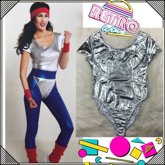 * Silver Costume Leotard * Metallic Stretch * - Picture 1 of 6